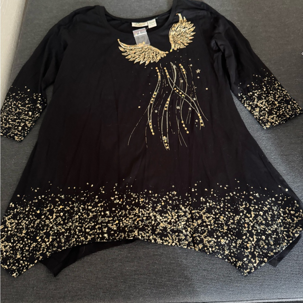 Black and Gold Angel Wing Tunic